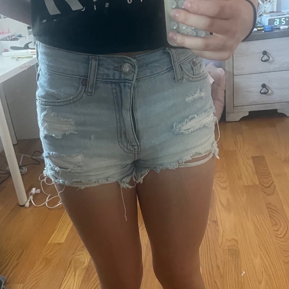 Aeropostale Light Blue Distressed Jean Shorts